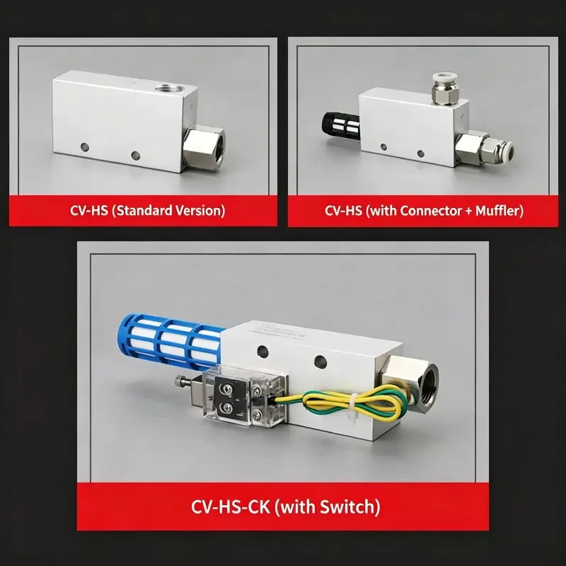 Фото Вакуумный генератор CV-10HS 15HS 20HS 25HS-CK: клапан контроля отрицательного давления с присоской и коннектором для отвода воздуха (эжектор) №4