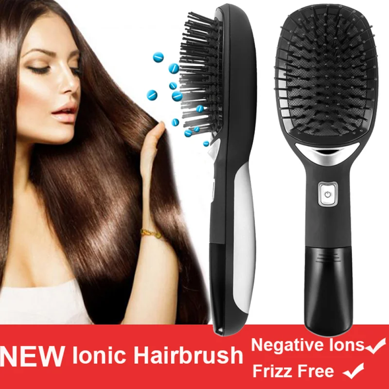 

New Ionic Hairbrush Portable Electric Ionic Hair Comb Anti-Static Anti Frizz Negative Ions Scalp Massage Comb Hair Styling Tool