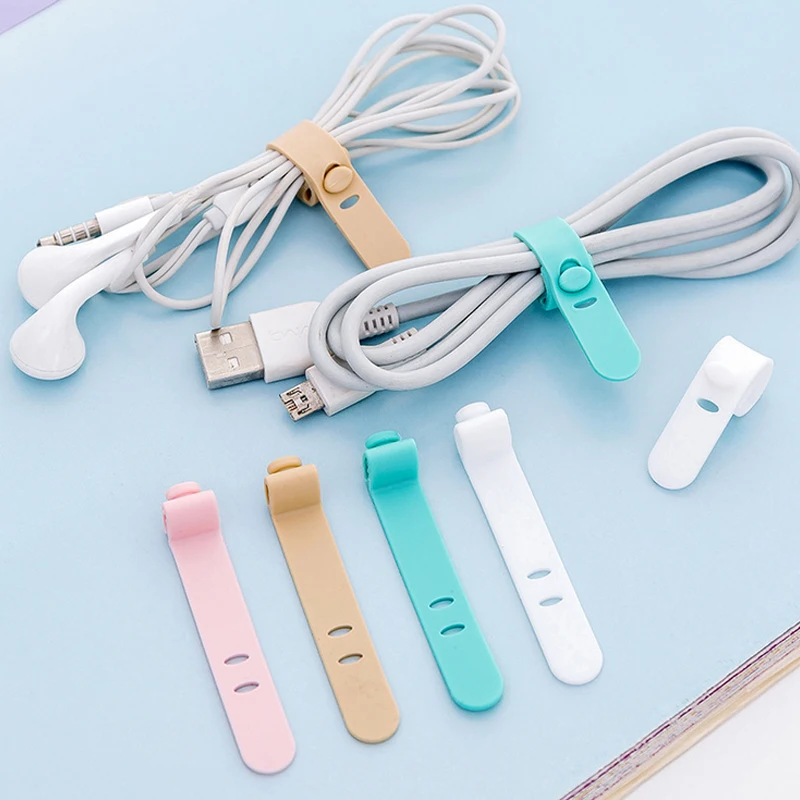 

4 Pcs/lot Mobile Phone Charging Line MP4 Earphone Wire Candy Color Cable Winder Ties Silicone Cable Wrapped Cord Organizer