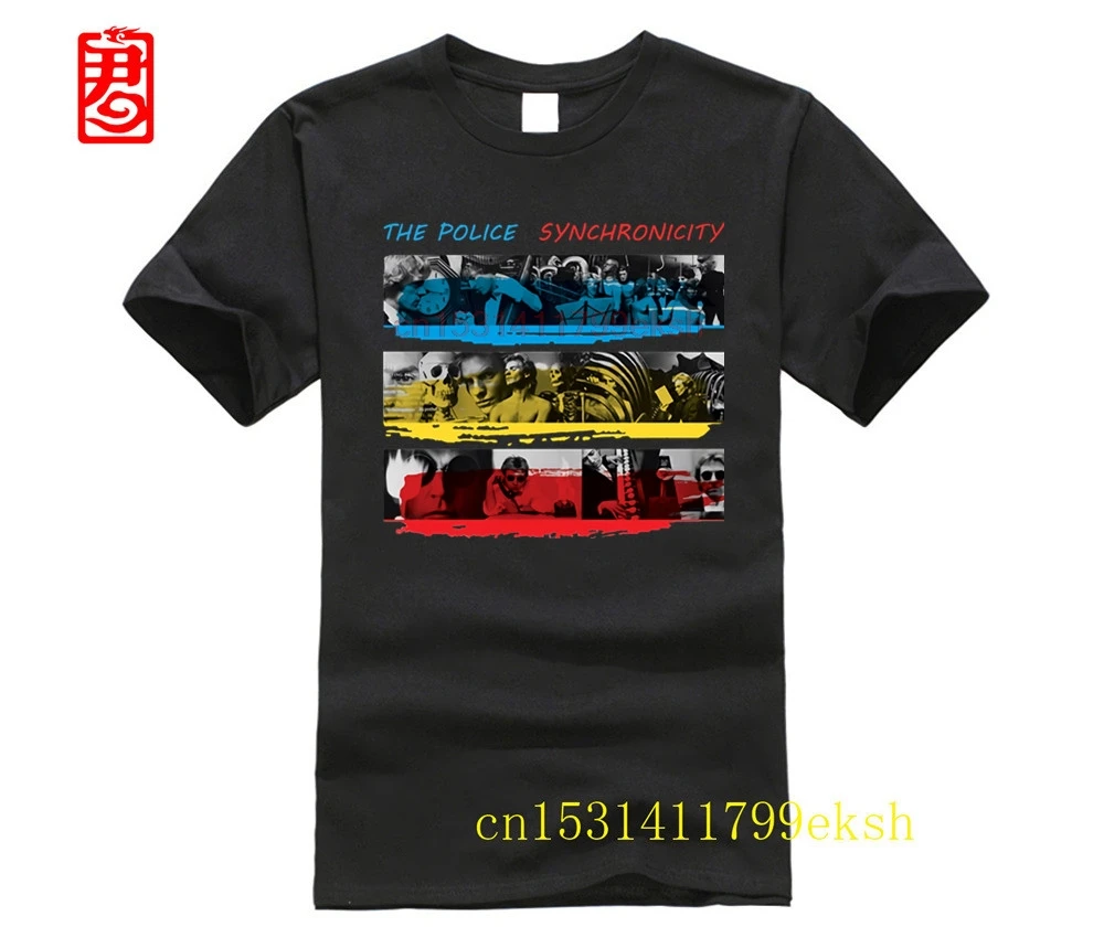 The Police T Shirt Men UK Rock Band Synchronicity Concert Tee Shirts Men's Short Sleeve Brand Cotton T-Shirt