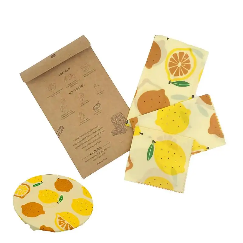 

Beeswax Wrap Reusable Food Wraps Set 3Pcs Watercolor Pattern Organic Sustainable Bread Sandwich Packing Bags