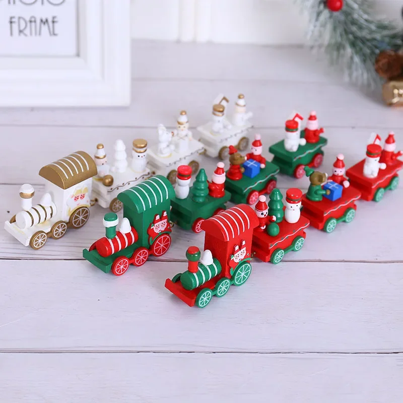 

Merry Christmas Wooden Train Ornament Christmas Decoration for Home Santa Claus Gift Natal Navidad Noel New Year Xmas Decoration