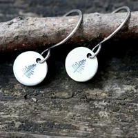 retro simple silver plated geometric circular earrings fashion creative carved leaf earrings jewelry