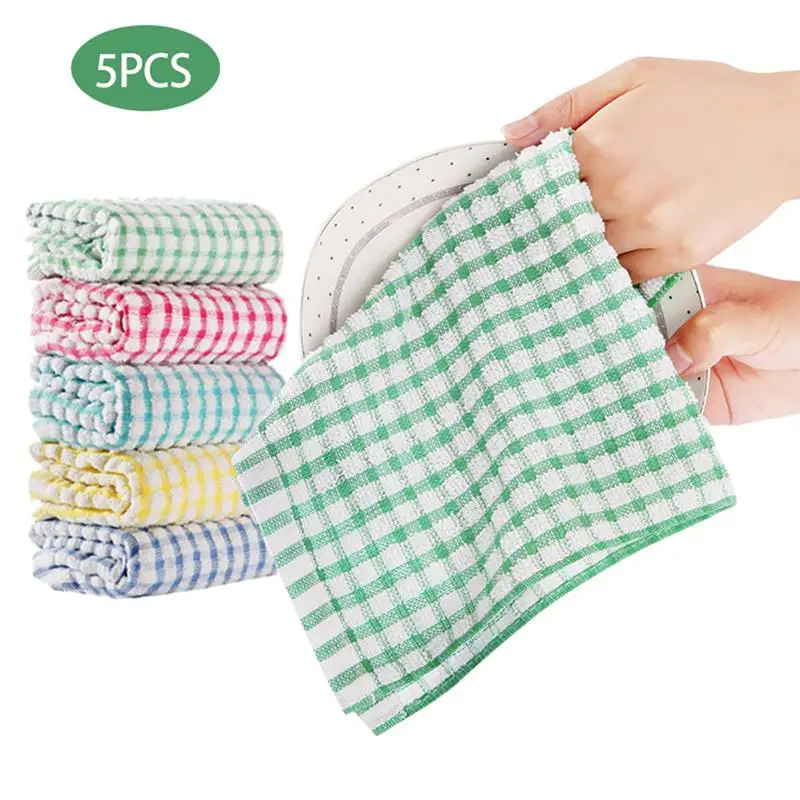 

5pcs Kitchen Dish Towels Bulk Cotton Kitchen Hand Towels Dish Cloth for Washing Dishes Dish Rags for Kitchen Household Cleaning