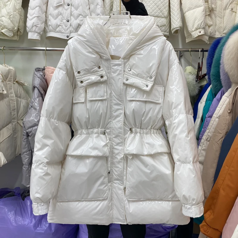 

Glossy Female Waterproof Winter Down Jacket Women Thick Warm Casual Down Parkas Loose Ins Fashion New Women Coat Candy colors