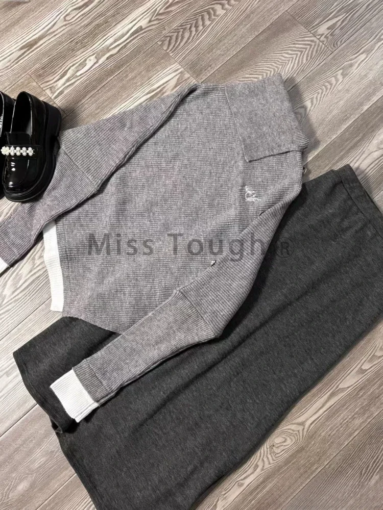 Осень-зима винтажный свободный вязаный комплект из 2 предметов женский уличный