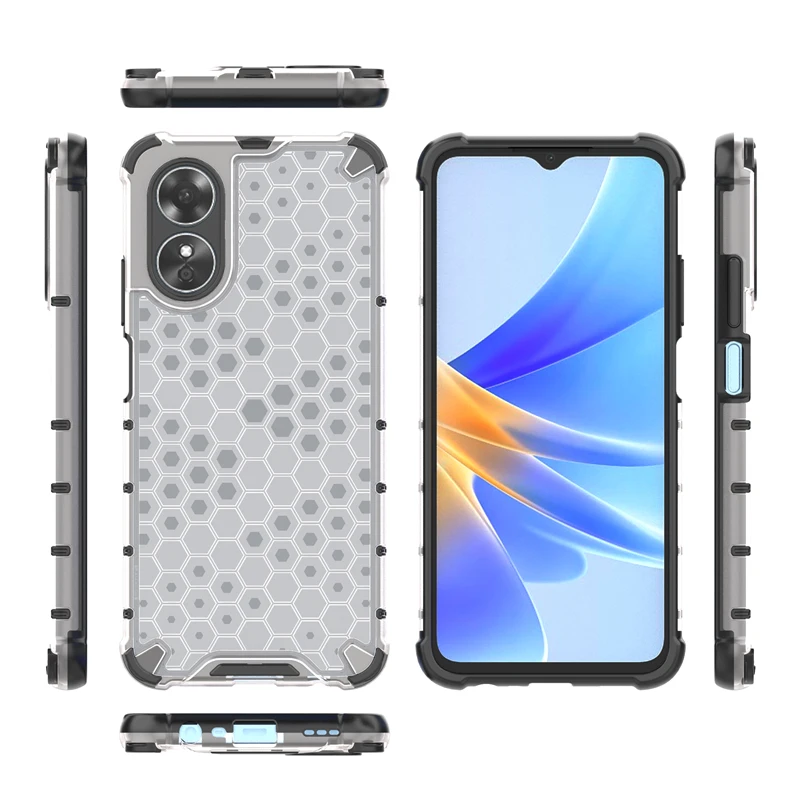 Shockproof Case for OPPO A17 Cover OPPO A17 Capas Shockproof Phone Back Transparent Clear Honeycomb Clear Cover OPPO A17 Fundas