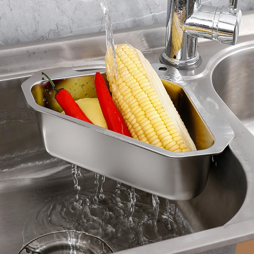 

Kitchen Triangular Sink Strainer Drain Fruit Vegetable Drainer Sponge Rack Storage Organizer Kitchen Shelf Hanging Rack Drainier