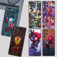 marvel avengers hero cute case for samsung galaxy s22 s21 s20 ultra plus pro s10 s9 s8 s7 4g 5g tpu black phone cover capa coque