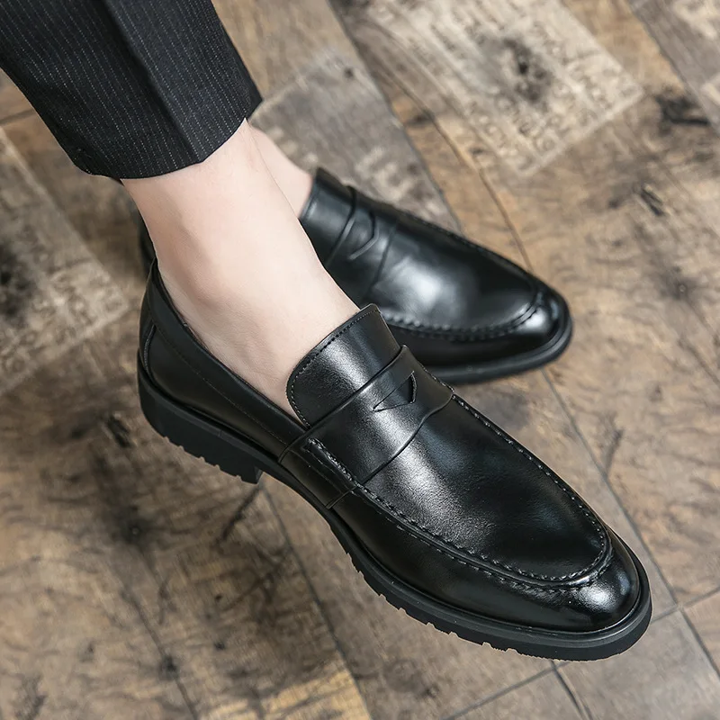 

Summer loafers men's peas, British business casual, one-step leather shoes, breathable young hair stylist, men's shoes