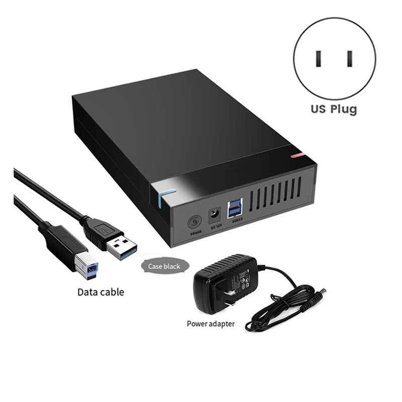 Фото Корпус для HDD SATA с адаптером USB 3.0, внешний бокс для жесткого диска 3.5 дюйма, SSD-накопитель до 10 ТБ, для ПК и ноутбуков, с вилкой стандарта США - DTB3 №3