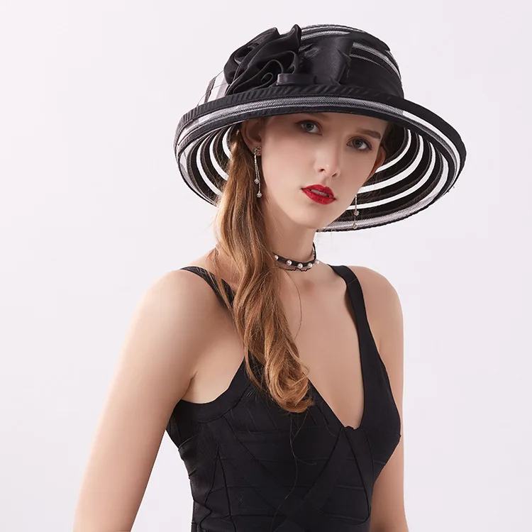 

2022 New Curling Sun Visor European And American Temperament Flower Wedding Dress Hat Women's Summer Cloth Mesh Sun cap