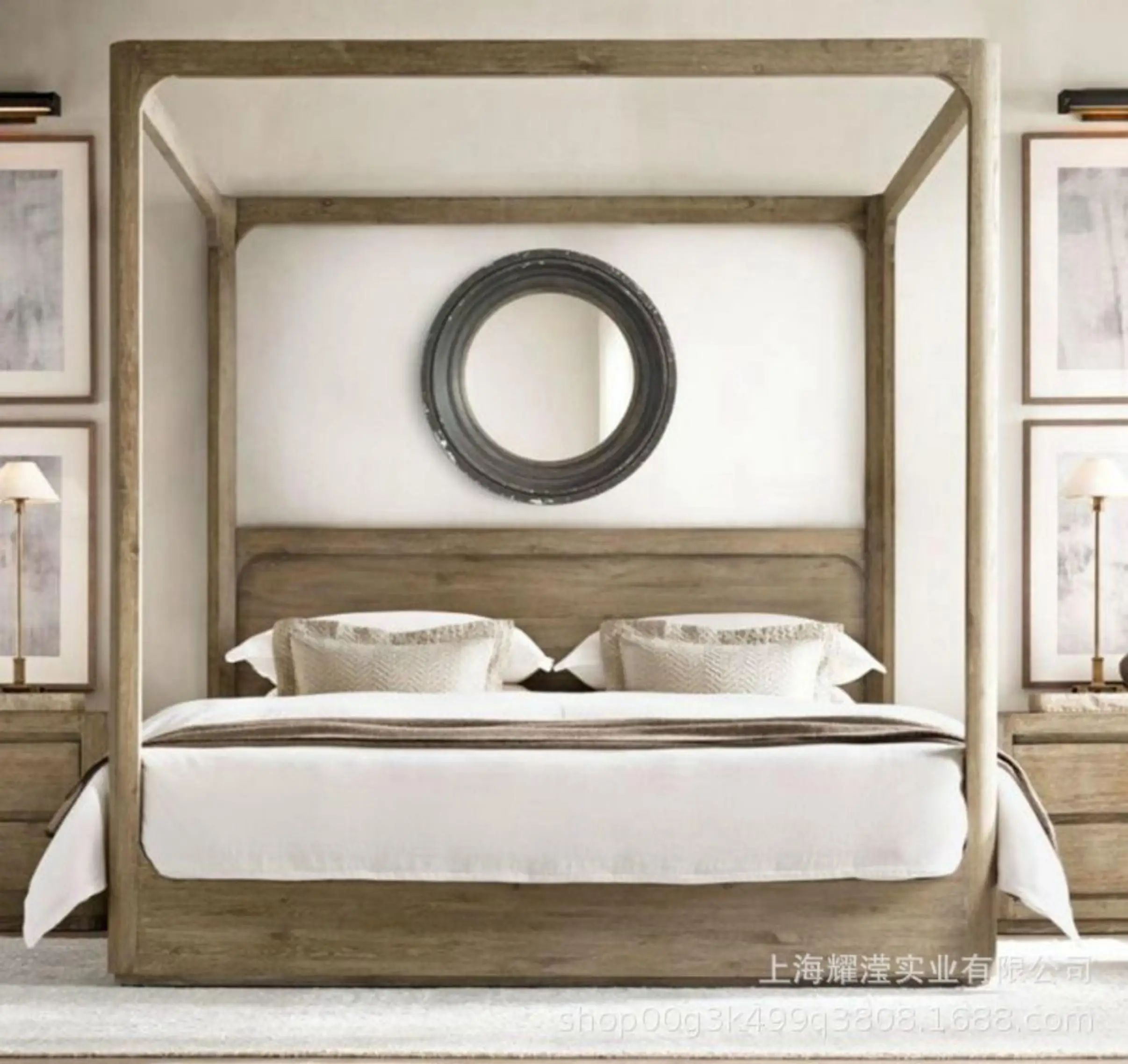 

Bedroom Furniture French Dolid Eood Four-poster Fouble Bed Customization