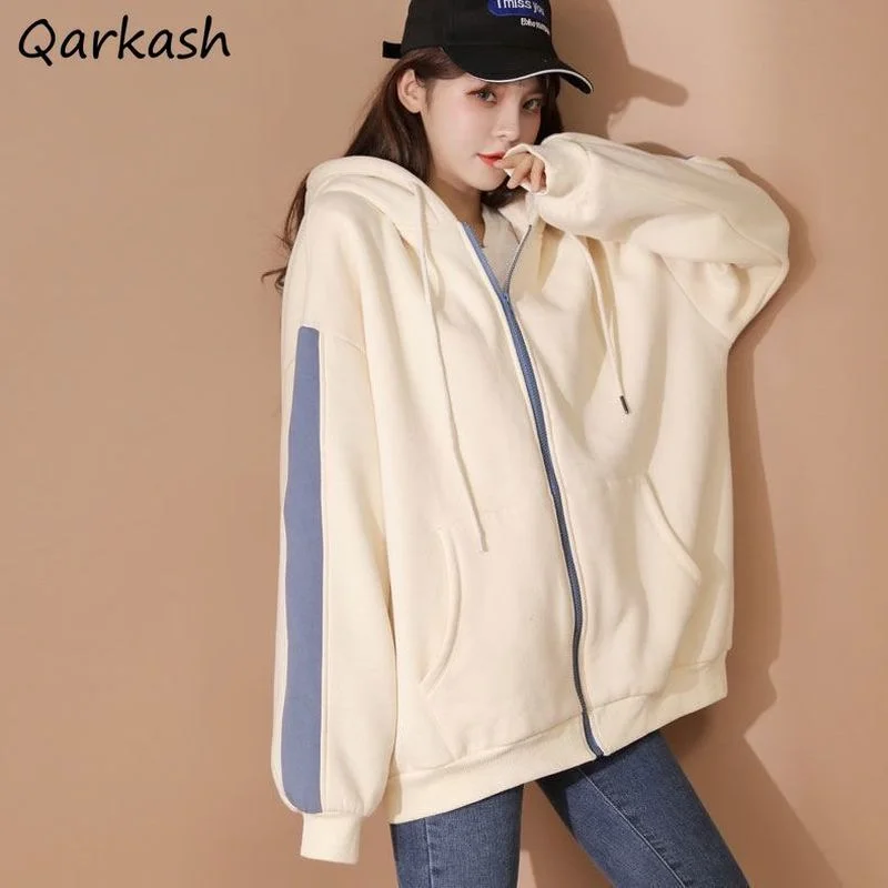 

Patchwork Hoodies Women S-3XL Leisure Design Ulzzang Chic All-match Teens Basic Simple Loose Young Popular Ins Clothes Korean