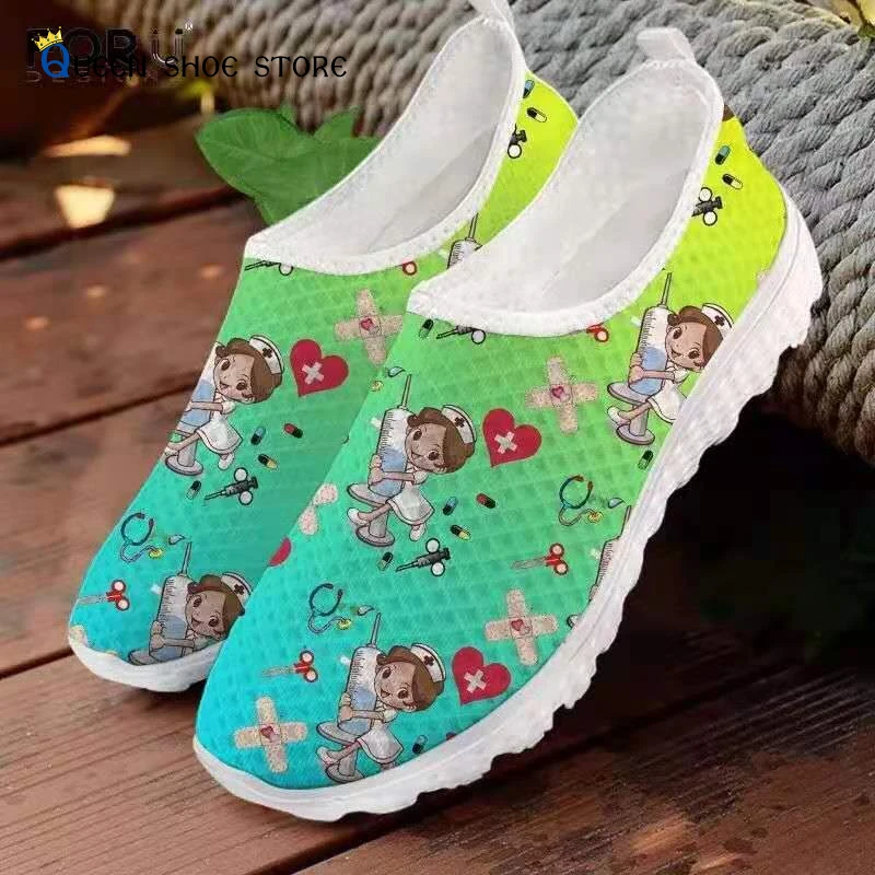 Women's Shoes 2022 New Color Printing Mesh Breathable Casual Shoes Light And Comfortable Flying Woven Flat Shoes