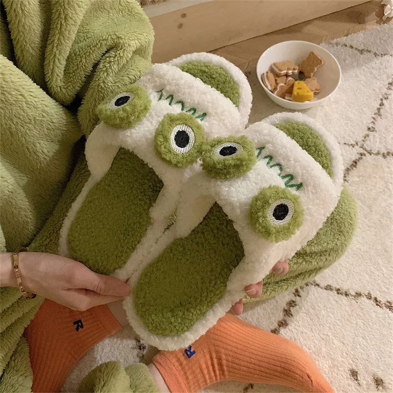 

Autumn Winter Fashion Warm Plush Slipper Women Home Indoor Non Slip Comfortable Cotton Slipper Girl Cute Cartoon Casual Shoes