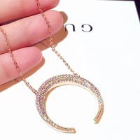 new fashion charm crescent moon necklace for women aaa cubic zirconia temperament clavicle thin chain jewelry accessories gift