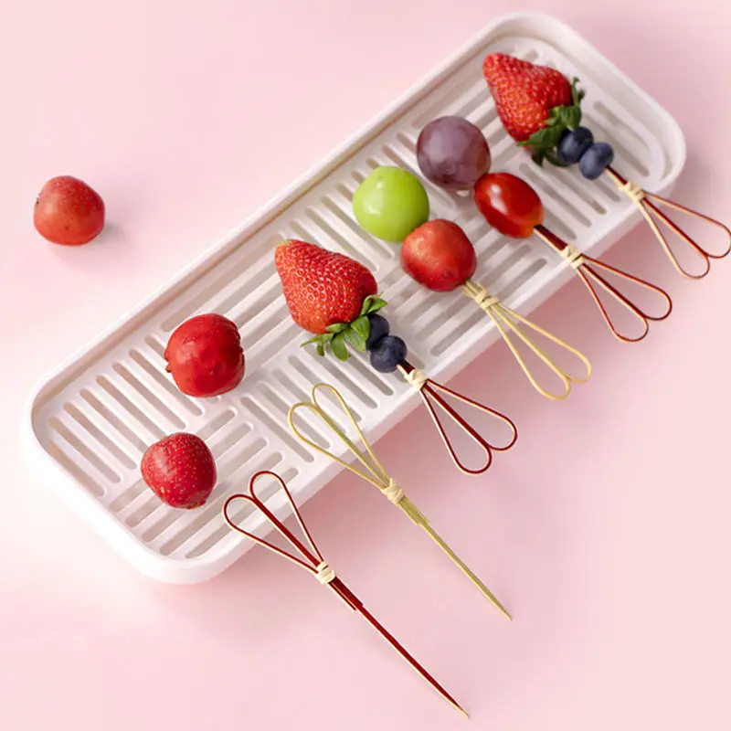 

100Pcs 12cm Disposable Party Tableware Bamboo Forks Wedding Supplies Buffet Fruit Desserts Sticks Cupcake Toppers Cocktail Picks