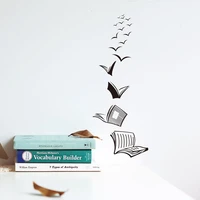 open book fly birds wall sticker library classroom reading book study animal wall decal school bedroom pvc home decor