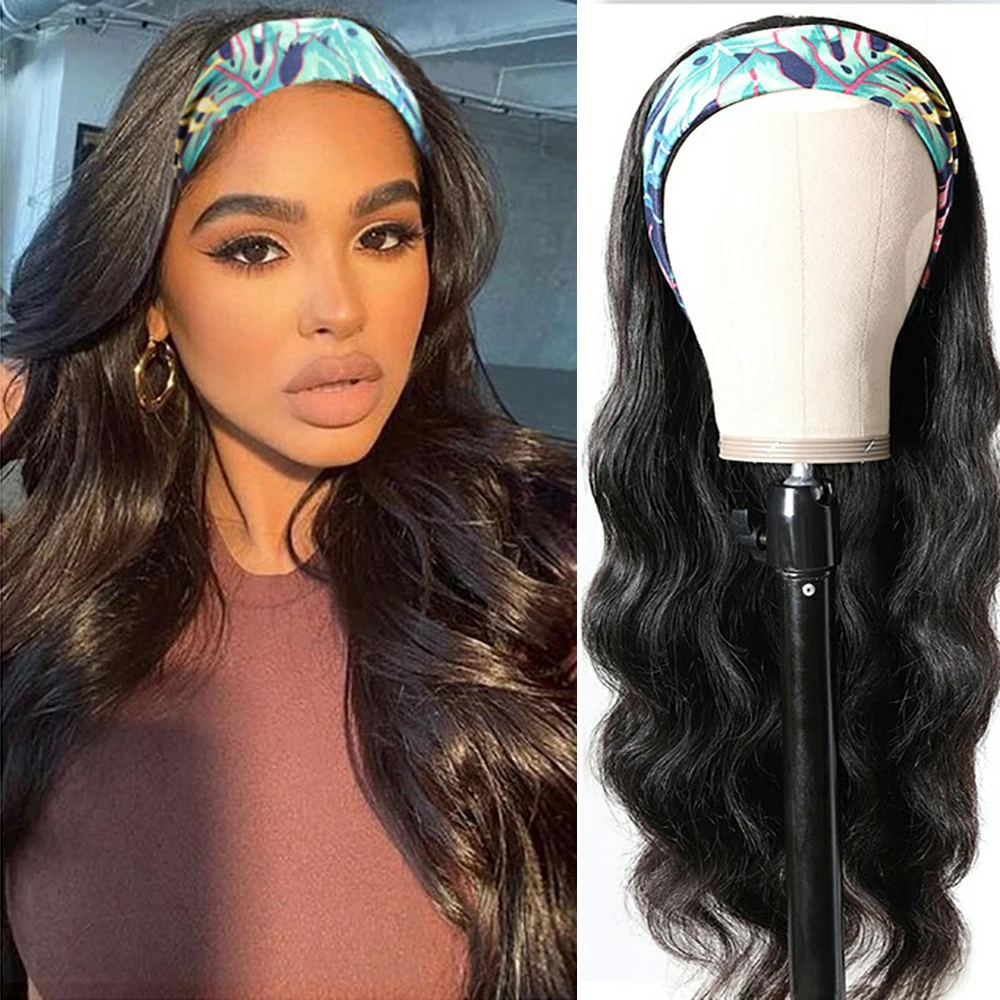 

Affordable Headband Wig Human Hair Scarf Wig For Women Body Wave Full Machine Wigs Brazilian Remy Glueless Wig Beginner Friendly