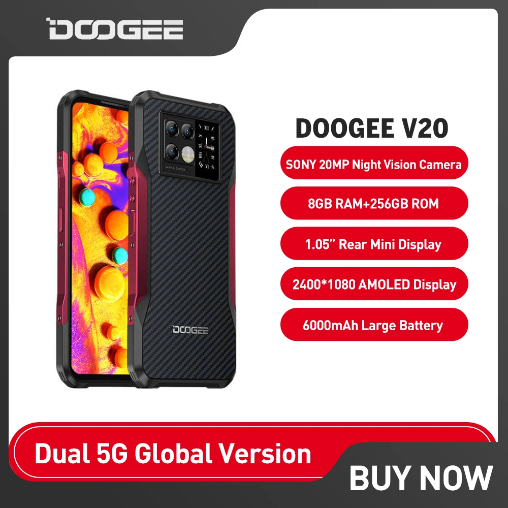 

Смартфон DOOGEE V20, 6,43 дюйма, 8 + 256 ГБ, 64 мп, 6000 мАч