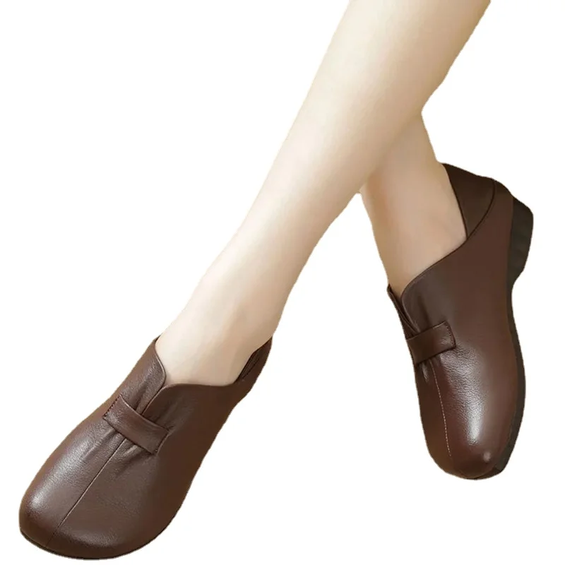 Women Loafers Spring Pu Leather Comfort Flat Mother Shoes Slip-On Footwear Fashion Female Footwear Zapatos De Mujer Plus Size