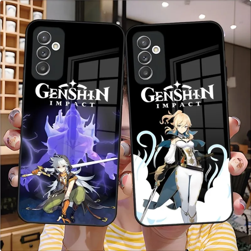 

Чехол для телефона Genshin Impact Game, стеклянный дизайн для Samsung S23, S21, S22, S20, S30, S9, S10, FE Note 20 Pro, Ультратонкий чехол