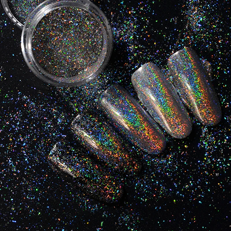 

1 Box Iridescent Nail Powders Holographic Nail Glitter Powder Laser Nail Art Dust Pigment Powder 3D Nail Art Decorations DIY