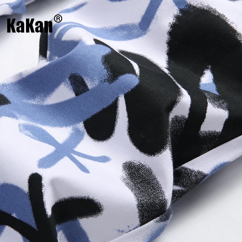 Kakan - New Printed  Personalized Jeans for Men's Wear, Alternative Trend Versatile Elastic Small Foot Long Jeans 19-8837