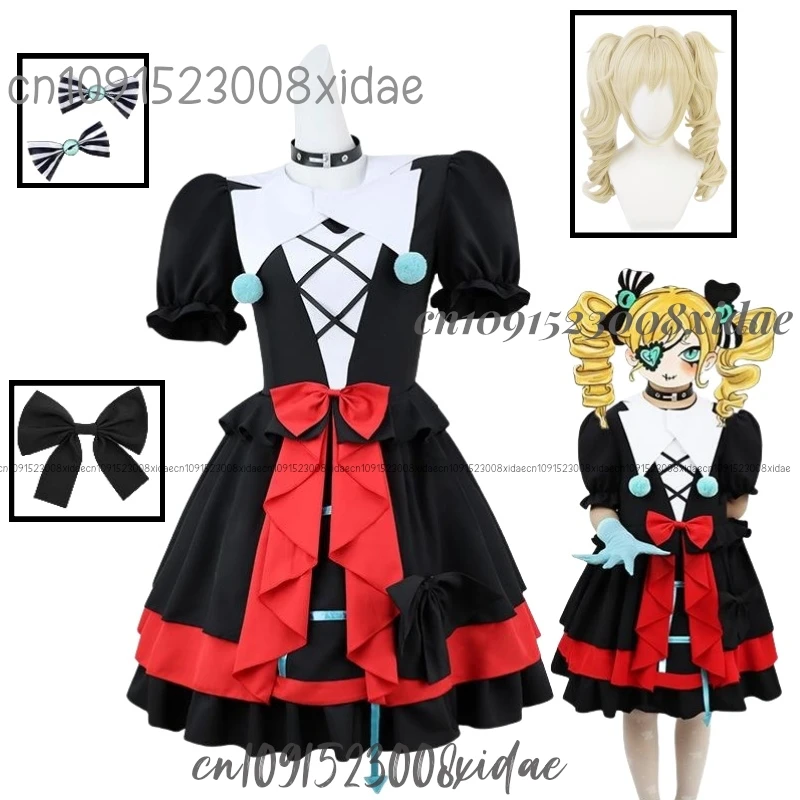 Стелла Косплей Игра Eggy Party Mute Girl Костюм на Хэллоуин Парик Побег из Ночной Клоун