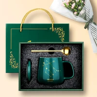 gift box 12 constellations creative ceramic mugs with spoon lid black and porcelain zodiac milk coffee cup 430ml water