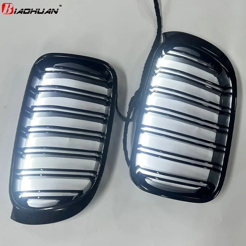 Передняя решетка для почек автомобиля глянцевая черная светодиодная крышка BMW 3