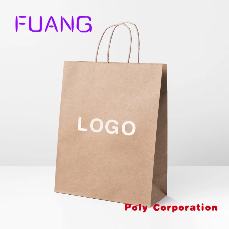 Custom Shopping Gift Handling Craft Printed Food Takeaway Packaging Small Paper Bags Logo Black White Brown Kraft Paper Bags