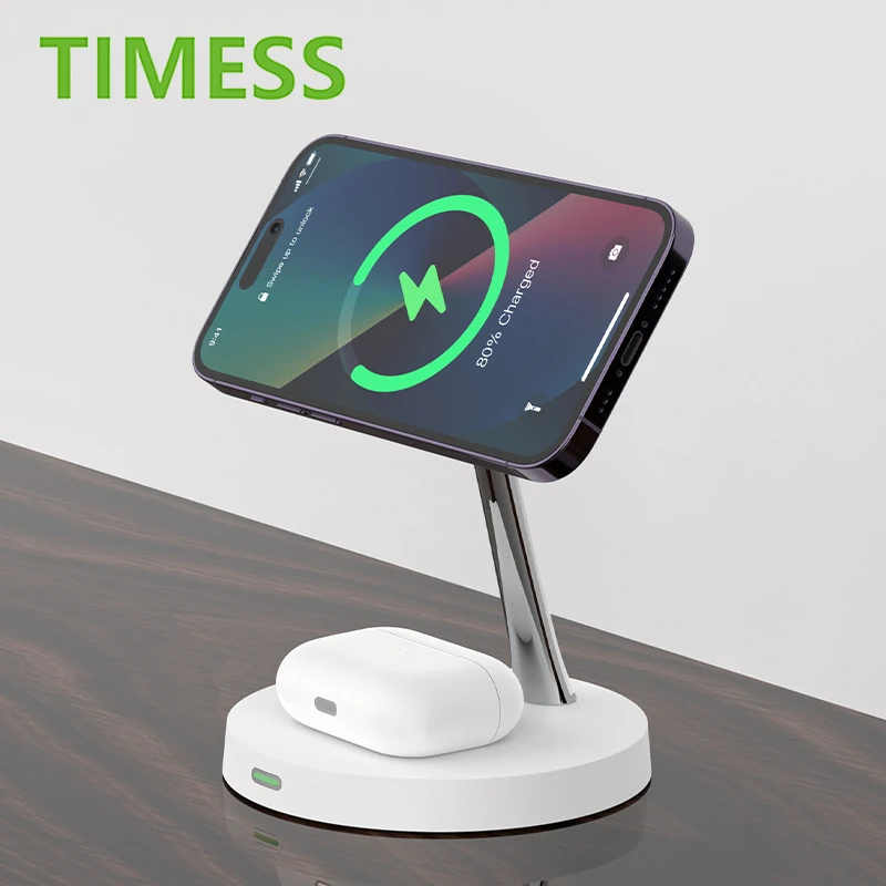 Магнитная Беспроводная зарядная станция 3 в 1 для iPhone 15 14 13 12 Pro Max Magsafe, зарядное устройство для Apple Watch 8 7 6 5 Airpods Pro