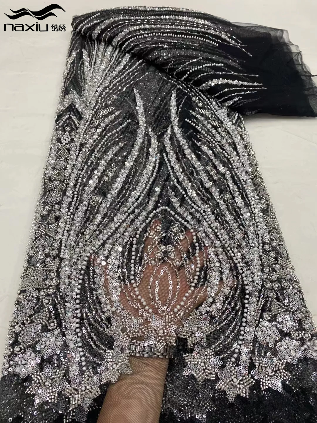 Роскошная африканская кружевная ткань Madison ручной работы 2024 высокое качество 5