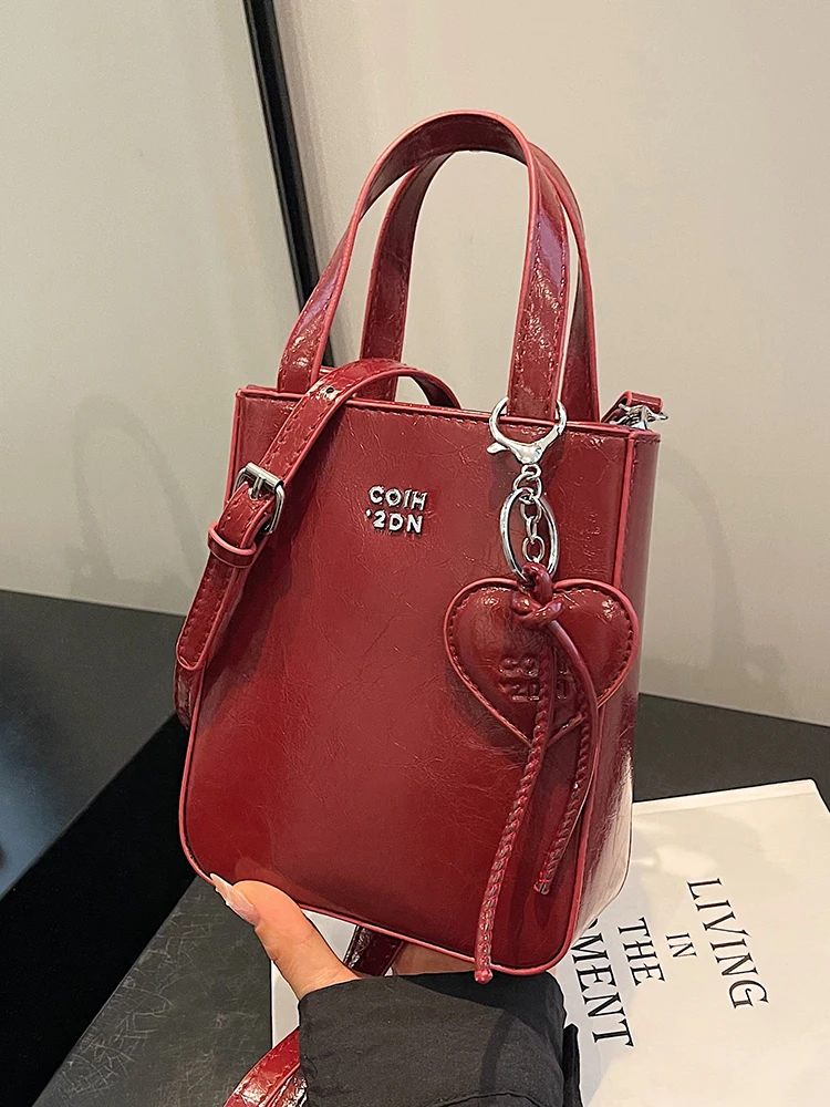 Винтажные красные миниатюрные сумки через плечо для женщин новинка 2024