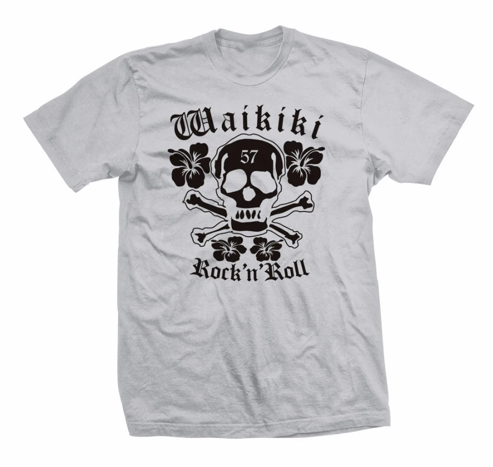

Новая модная мужская футболка, хлопковые футболки с коротким рукавом, футболки Waikiki Rock'N'Roll, забавная хлопковая Футболка с круглым вырезом и цифровой печатью
