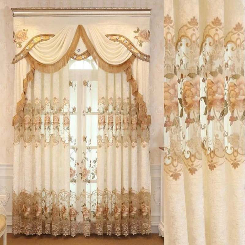 

European Style Embroidered Curtains for Living Room Bedroom Dining Villa Tulle Luxury Blackout Window Drapes Shading Custom Size