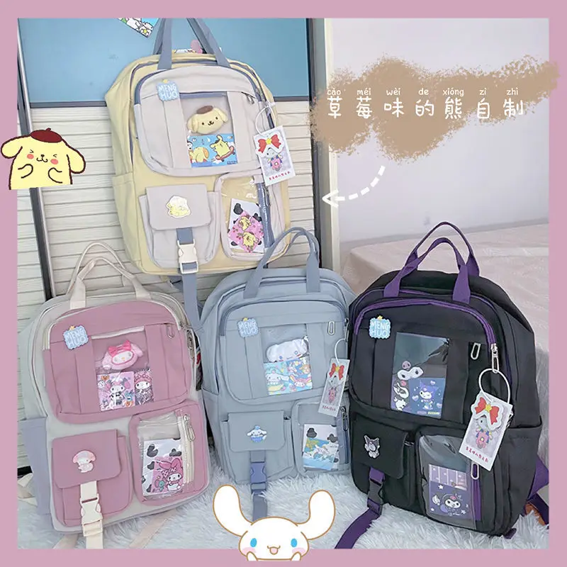 

Kawaii Sanrios Series Cinnamoroll My Melody Kuromi Cute Everyday Casual Student School Bag Backpack Cartoon Anime Large Capacity