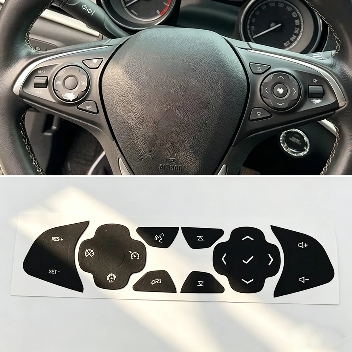 Фото Наклейки для ремонта кнопок управления рулевым колесом для Buick Envision GL8 Verano, черные наклейки для потертых и выцветших кнопок №1