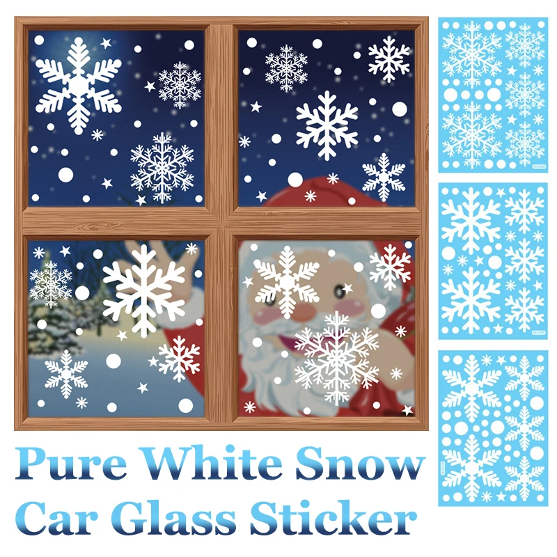 

1 Sheet 2023 Merry Christmas Snowflake Snowman Window Sticker Christmas Wall Stickers Kids Room Wall Decals