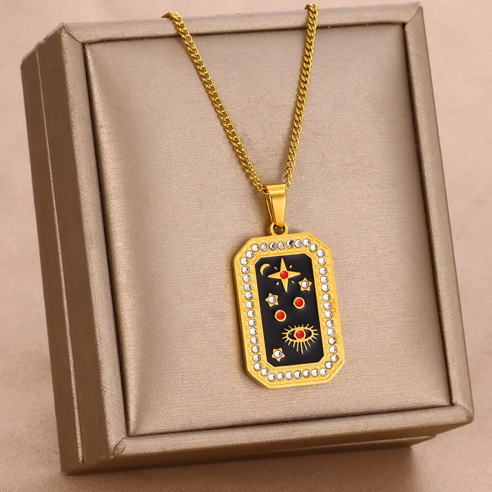 Женские Подвески В Виде Карты Таро Из Нержавеющей Стали Ожерелье Ювелирные