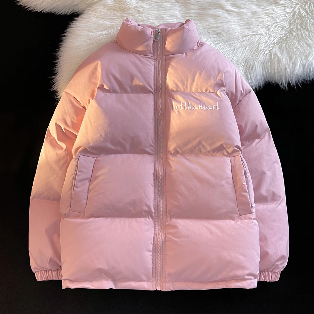 Mens Winter Parkas Coat 2022 Thicken Warm Stand Collar Jackets Solid Color Outerwear