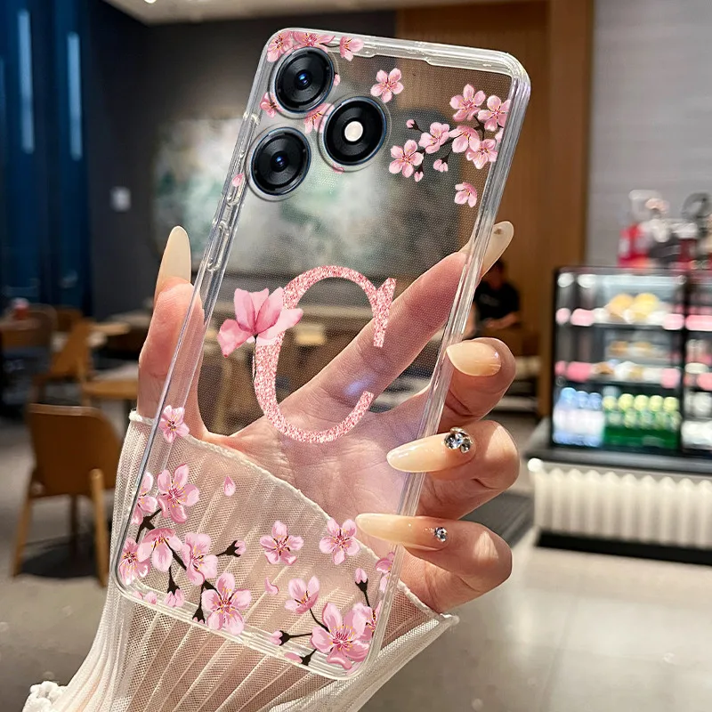 Фото Чехол для телефона Tecno Spark 10 KI5q / Spark 10C KI5k / Spark 10 Pro KI7, прозрачный силиконовый мягкий чехол с цветочным принтом и надписью №3