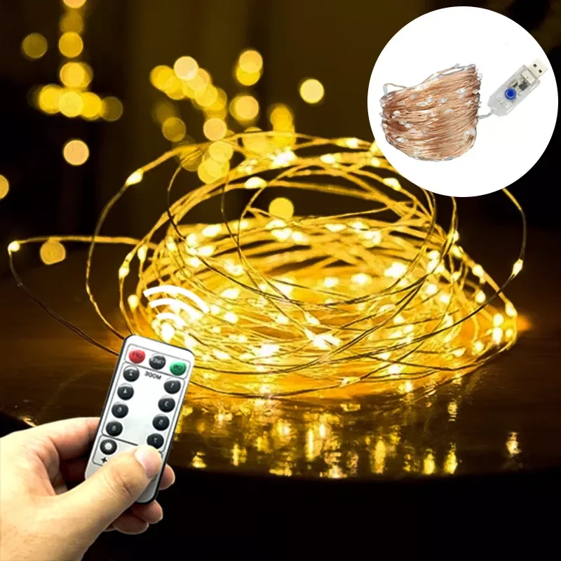 

Remote Control Lights 3/4/5/10/20M Diy Copper Wire Lights Fairy Fairy Lights Valentine's Day Wedding Christmas Decoration.