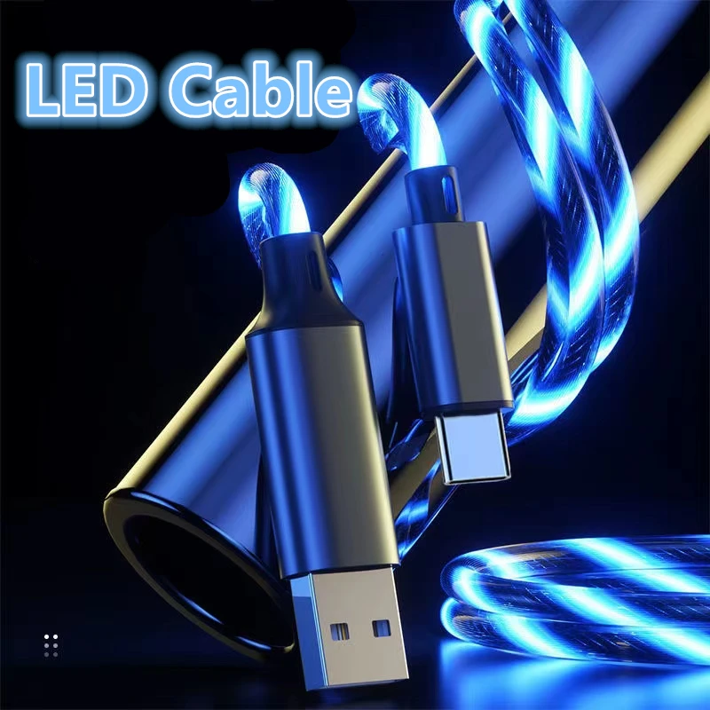 Светящийся кабель Зарядные кабели светодиодная подсветка Micro USB Тип C зарядное