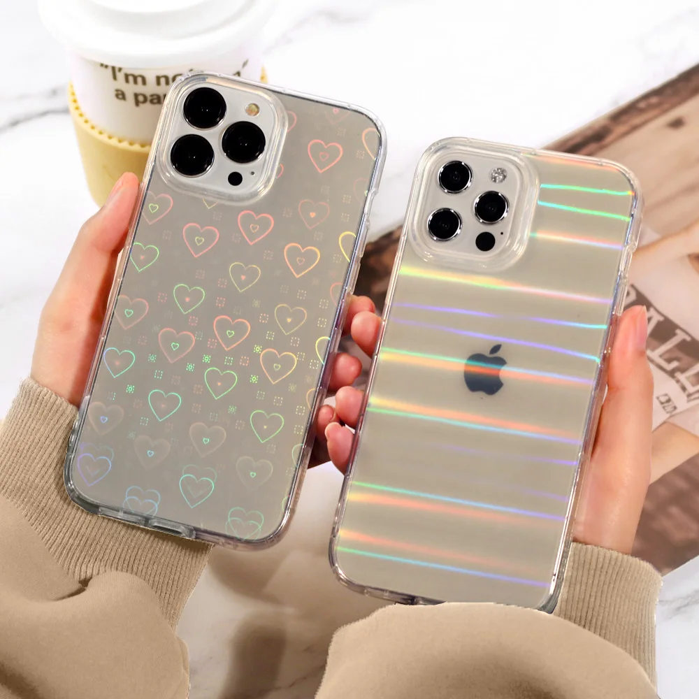 

Gradient Laser Heart Case For iPhone 11 Case iPhone 13 Pro Max Funda Covers IPhone 12 Pro XS Max X XR 6s 7 8 Plus SE 2020 Cases
