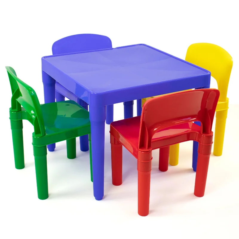 

Tot Tutors Kids 5 Piece Table and Chairs Set - Primary children table kids table and chair set