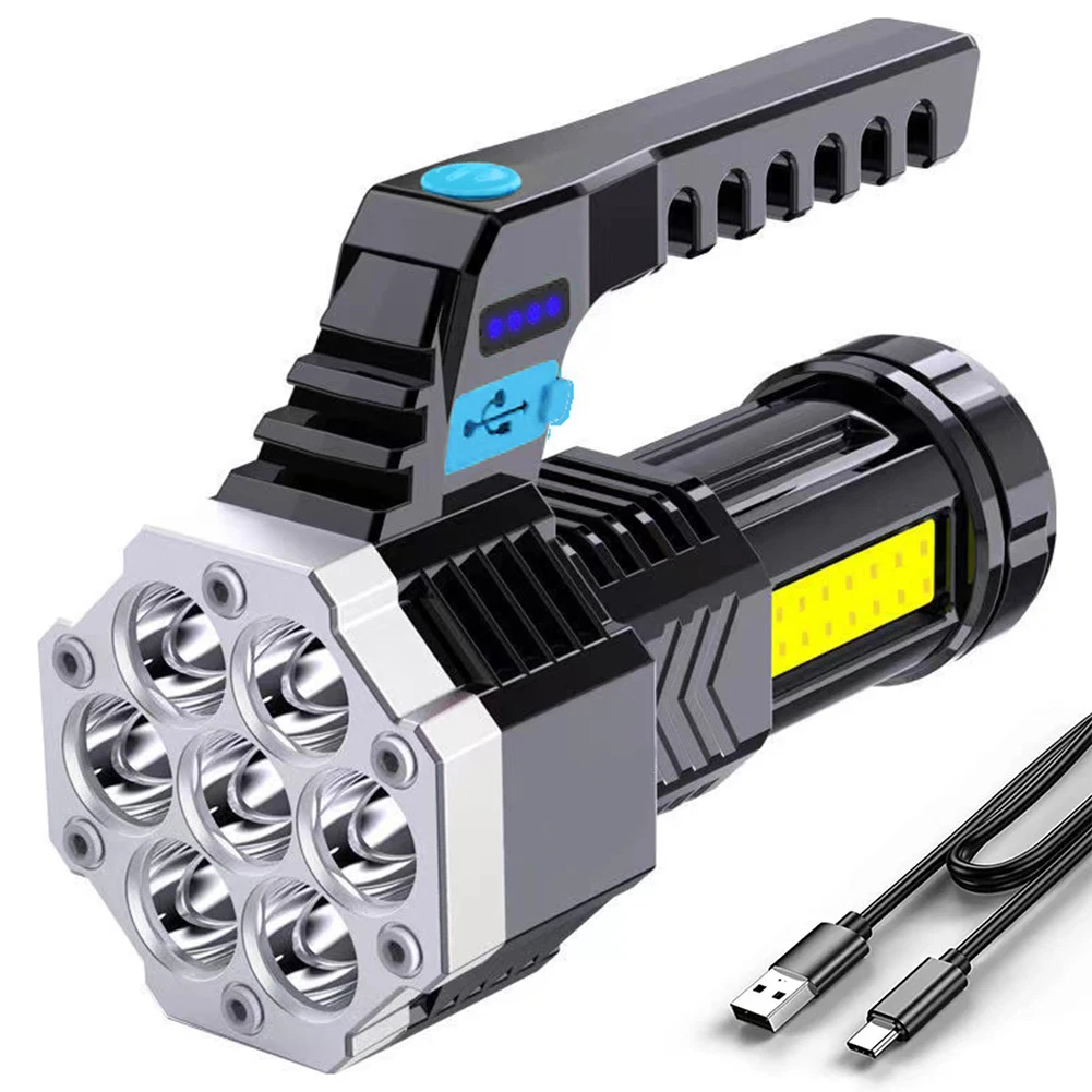 

COB LED Powerful Flashlight Lantern Portable Handheld Spotlight USB Rechargeable Dual Light Source Life Waterproof for Exploring