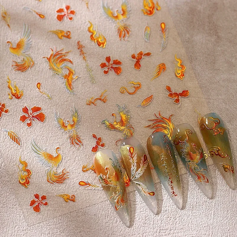 Китайский стиль красное золото штампованное благородный фенікс перо дракон